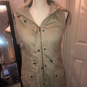 Tan Vest with Faux Fur Hood